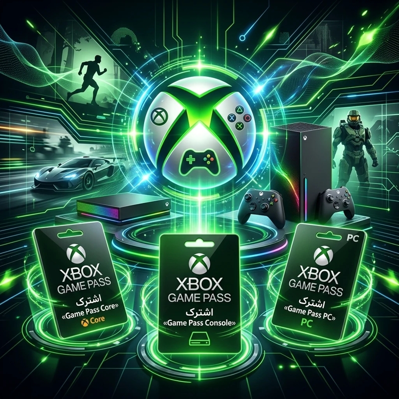 بنر اشتراک Xbox Game Pass با نمایش پلن‌های Core، Console و PC و تجهیزات Xbox