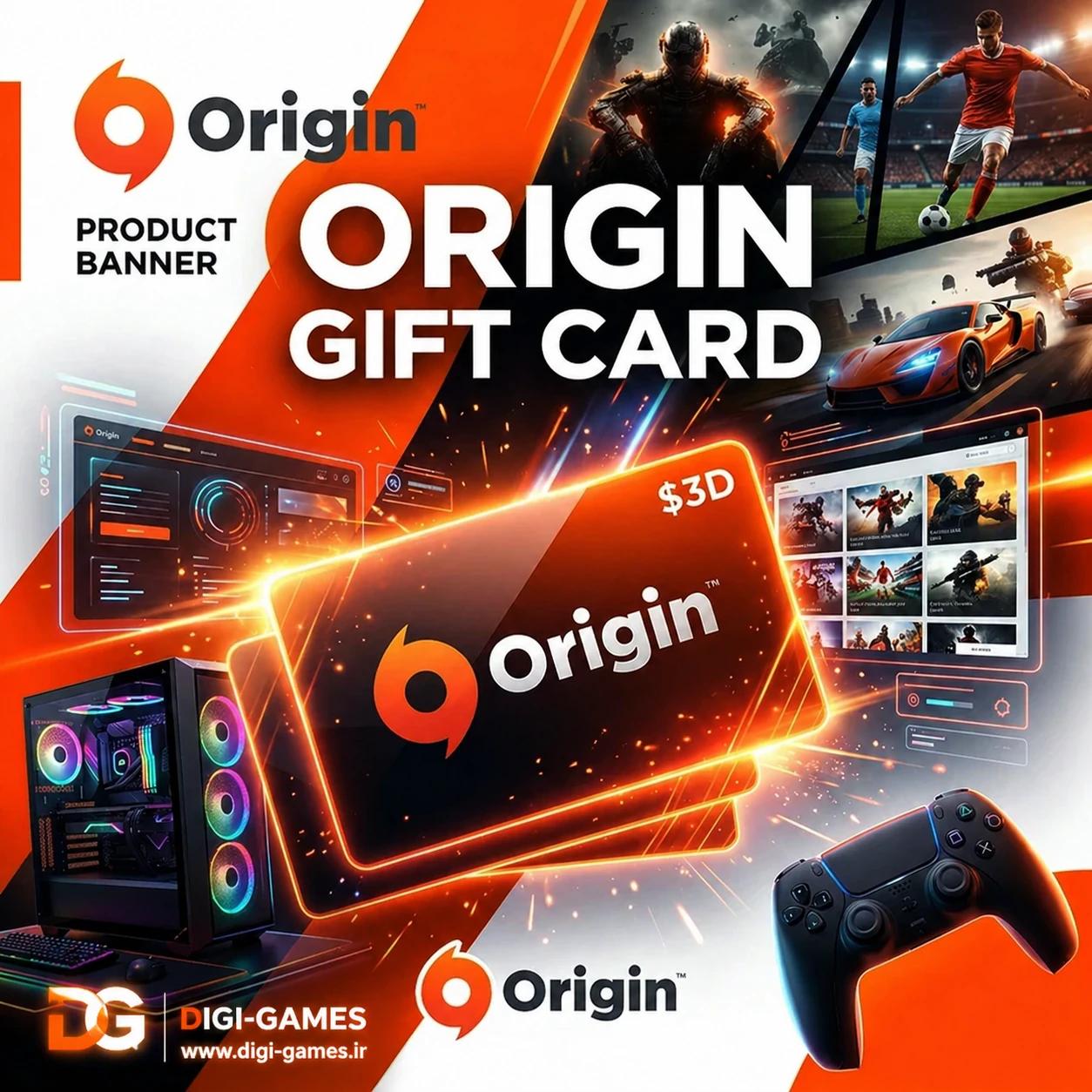 تصویر گیفت کارت Origin برای شارژ اکانت EA App و خرید بازیهای دیجیتال Electronic Arts